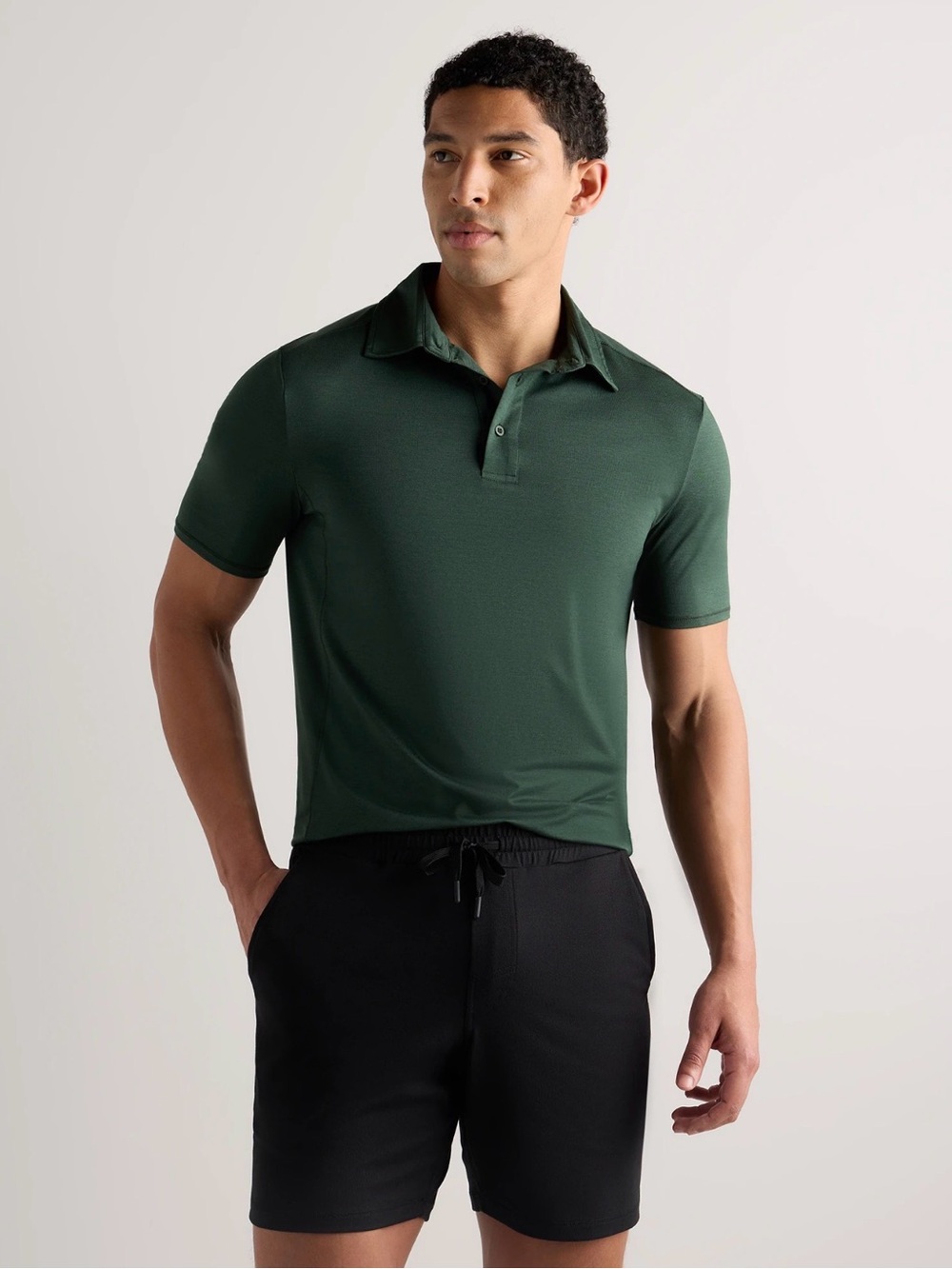 Quince Like New Men’s Flowknit Breeze Performace Dark Green Polo Shirt Size M